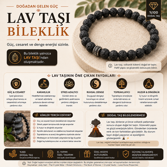Lav Taşı Doğal Taş Bileklik