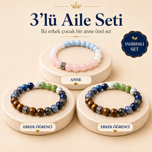 2 Erkek Öğrenci 1 Anne Bilekliği İndirimli Set