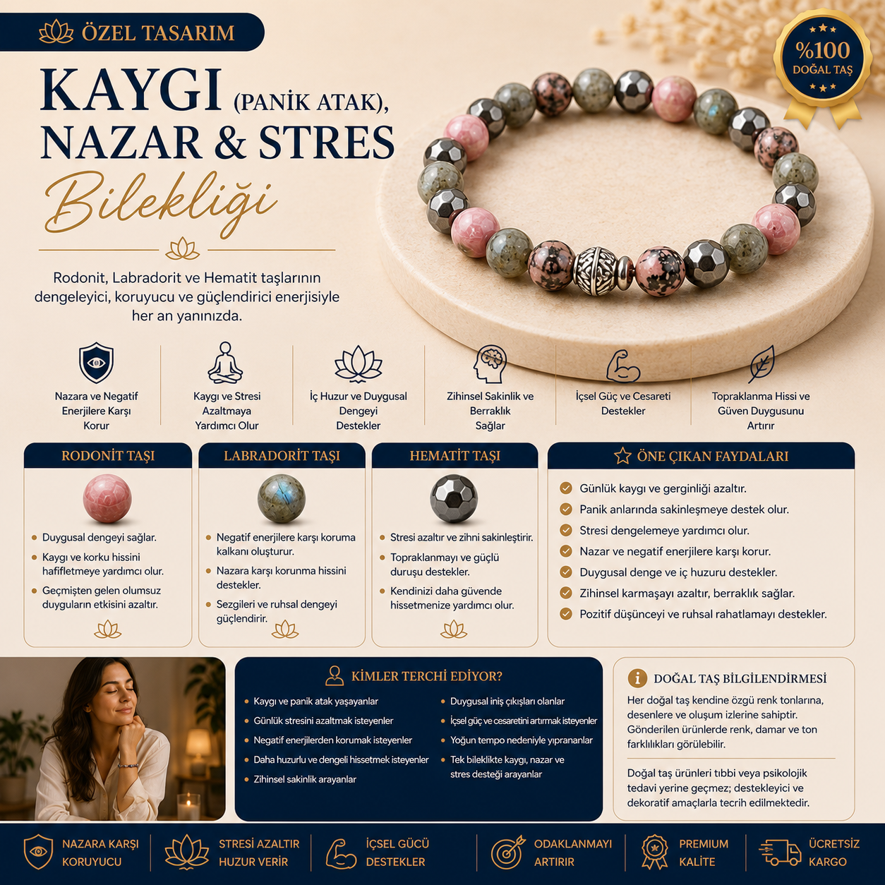 Kaygı (Panik Atak), Nazar & Stres Bilekliği