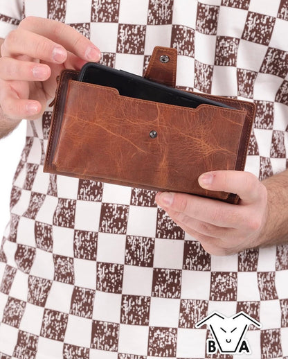 Moscow Telefon Bölmeli Hakiki Taba Deri Cüzdan