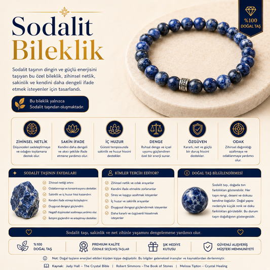 Sodalit Doğal Taş Bileklik