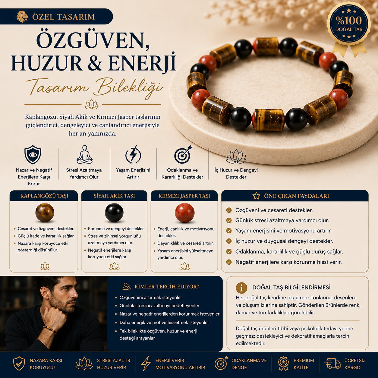 Özgüven, Huzur & Enerji Tasarım Bileklik