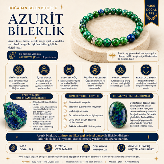 Azurit Doğal Taş Bileklik
