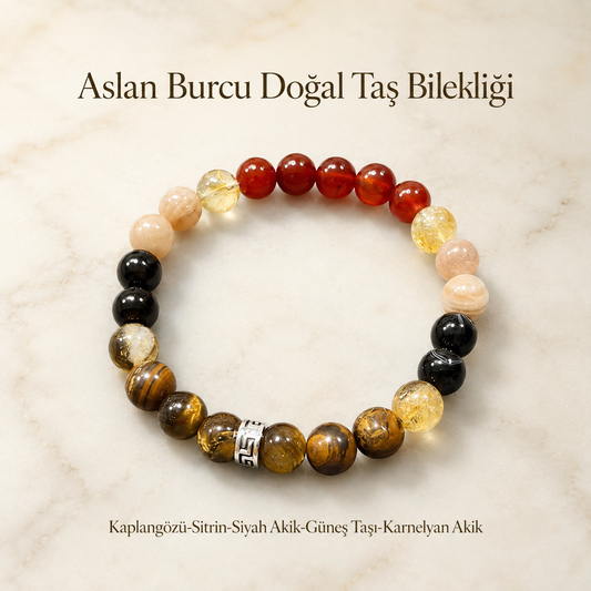 Aslan Burcu Doğal Taş Bilekliği | Burç Koleksiyonu