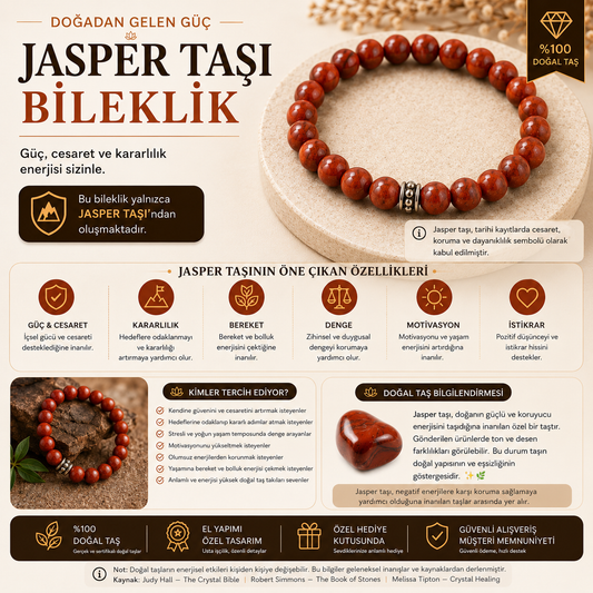 Kırmızı Jasper Taşı Doğal Taş Bileklik