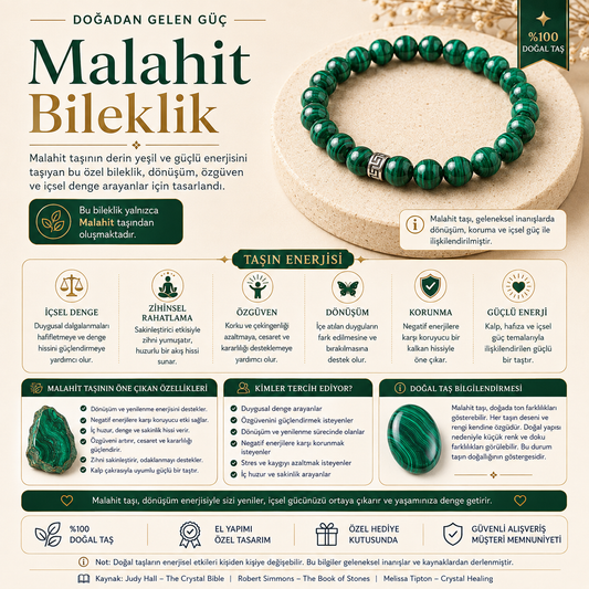 Malahit Doğal Taş Bileklik