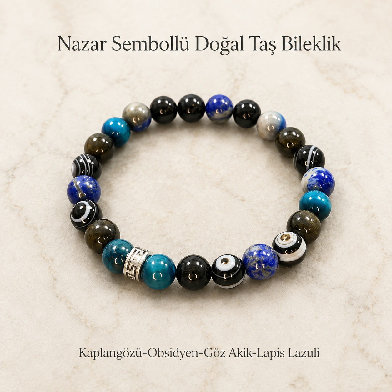 Nazar Sembollü Doğal Taş Bileklik
