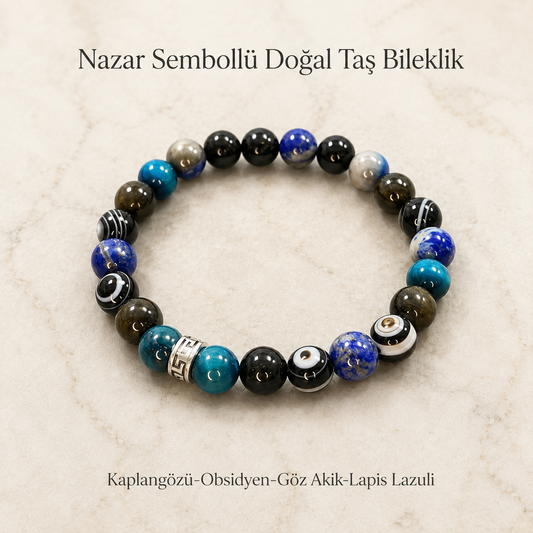 Nazar Sembollü Doğal Taş Bileklik