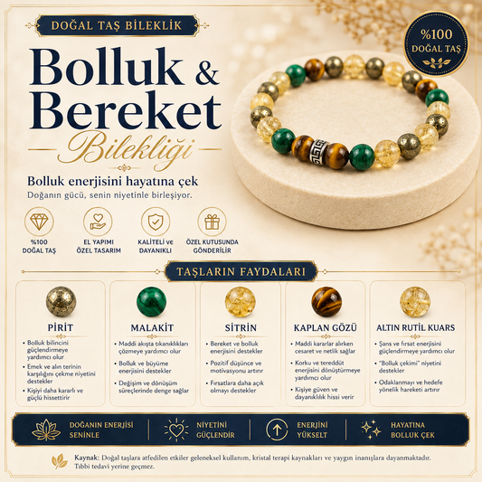 Bereket Temalı Doğal Taş Bileklik