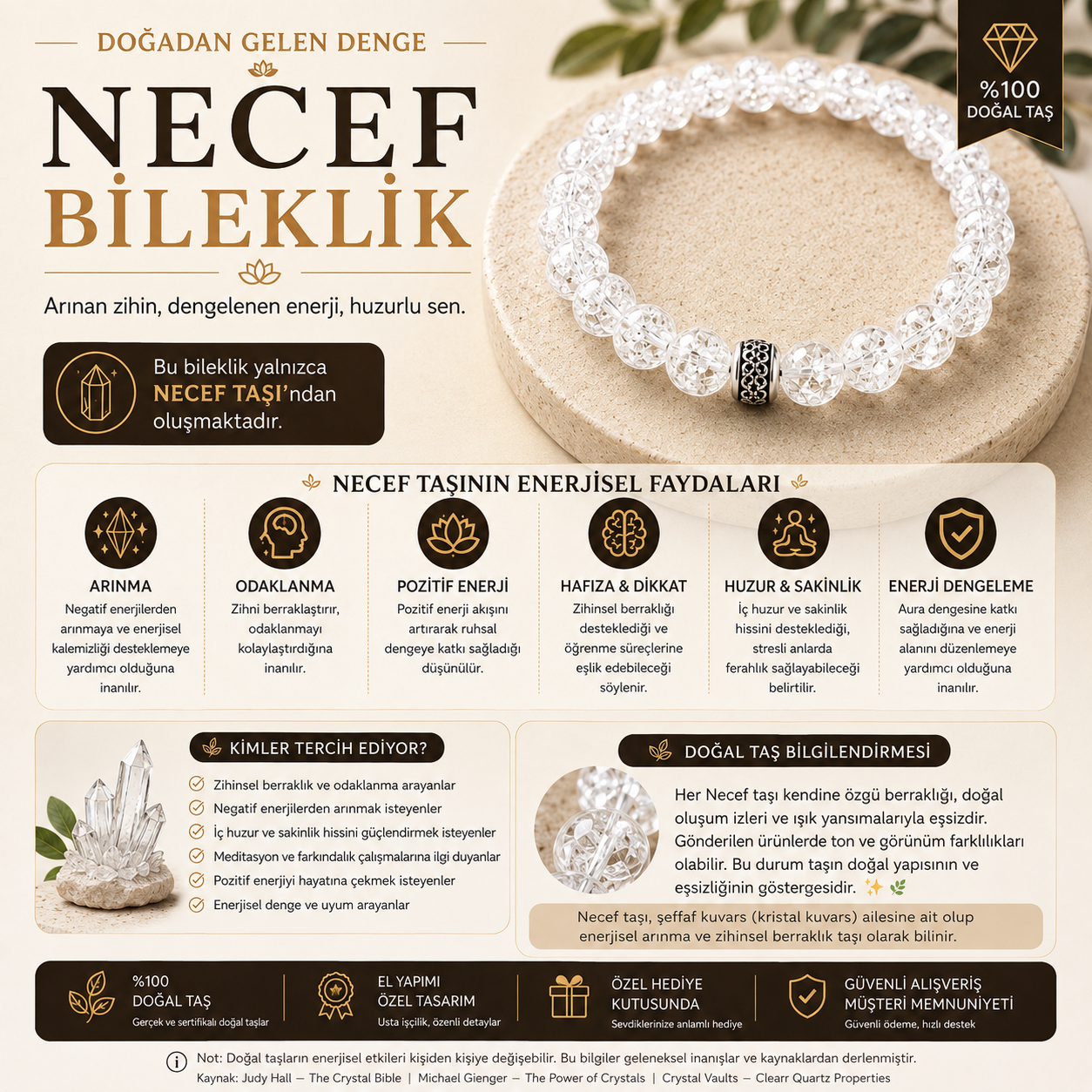 Necef Taşı Doğal Taş Bileklik