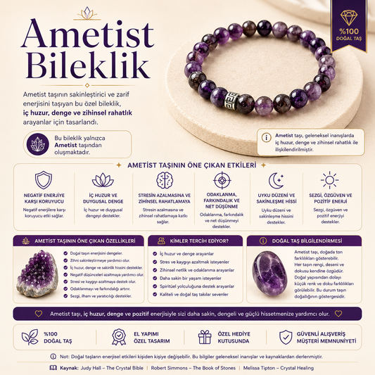 Ametist Doğal Taş Bileklik