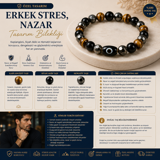Erkek Stres, Nazar Tasarım Bileklik