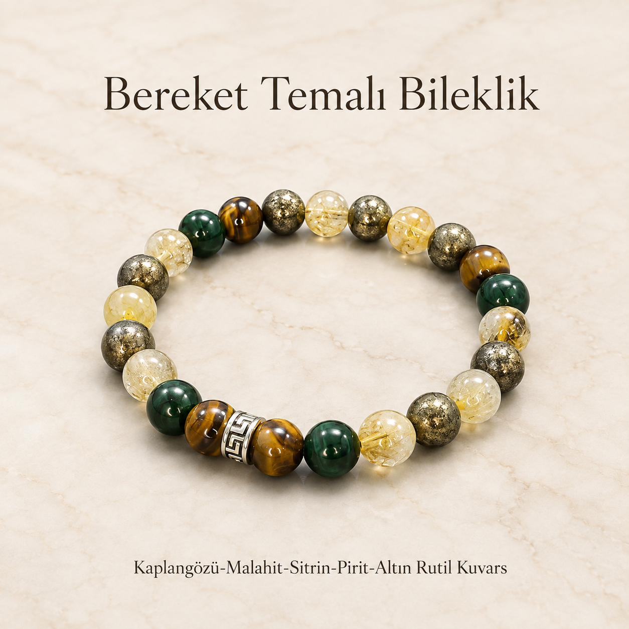 Bereket Temalı Doğal Taş Bileklik