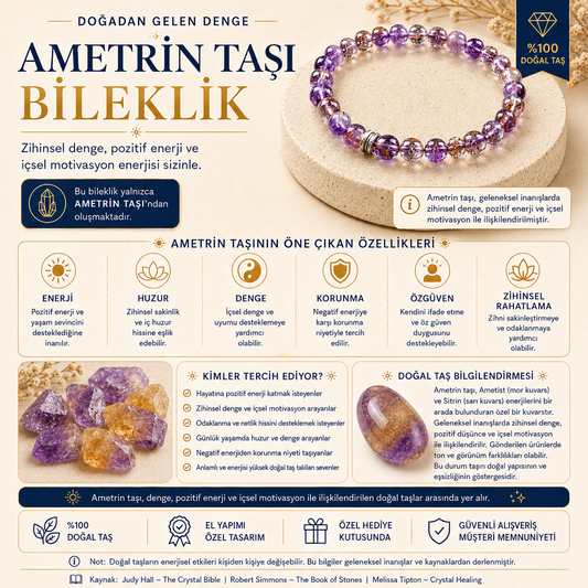 Ametrin Doğal Taş Bileklik