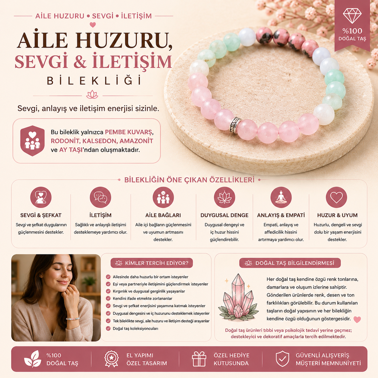 💗 Aile Huzuru, Sevgi & İletişim Bilekliği 💗