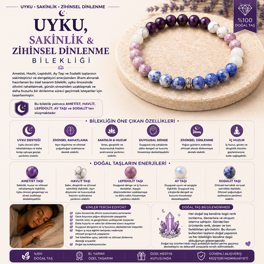 🌙 Uyku, Sakinlik & Zihinsel Dinlenme Bilekliği 🌙