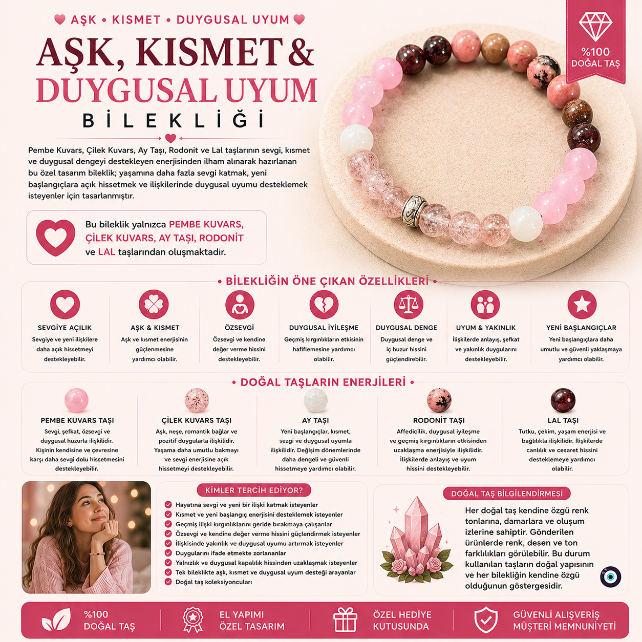 💗 Aşk, Kısmet & Duygusal Uyum Bilekliği 💗