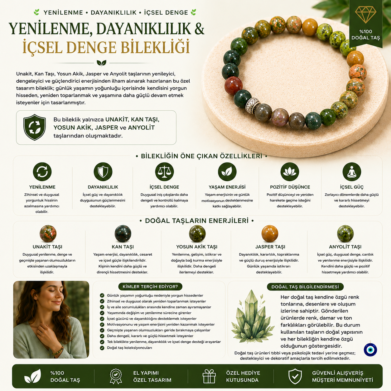 🌿 Yenilenme, Dayanıklılık & İçsel Denge Bilekliği 🌿