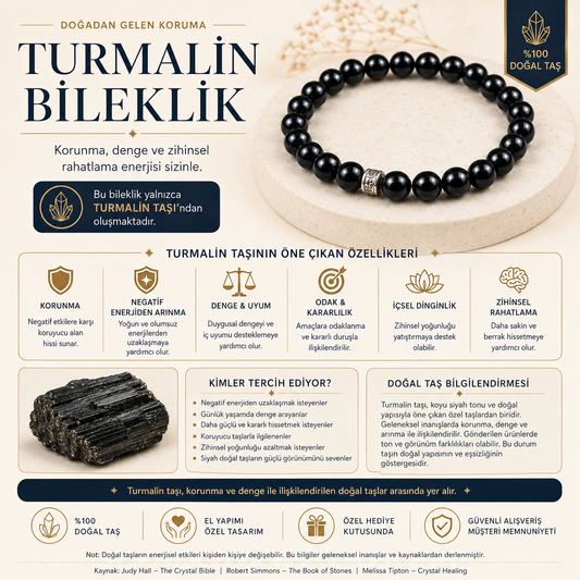 Siyah Turmalin Doğal Taş Bileklik