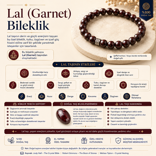 Lal (Garnet) Doğal Taş Bileklik
