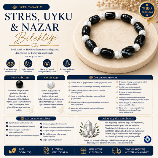 Özel Tasarım Stres, Uyku & Nazar Bilekliği