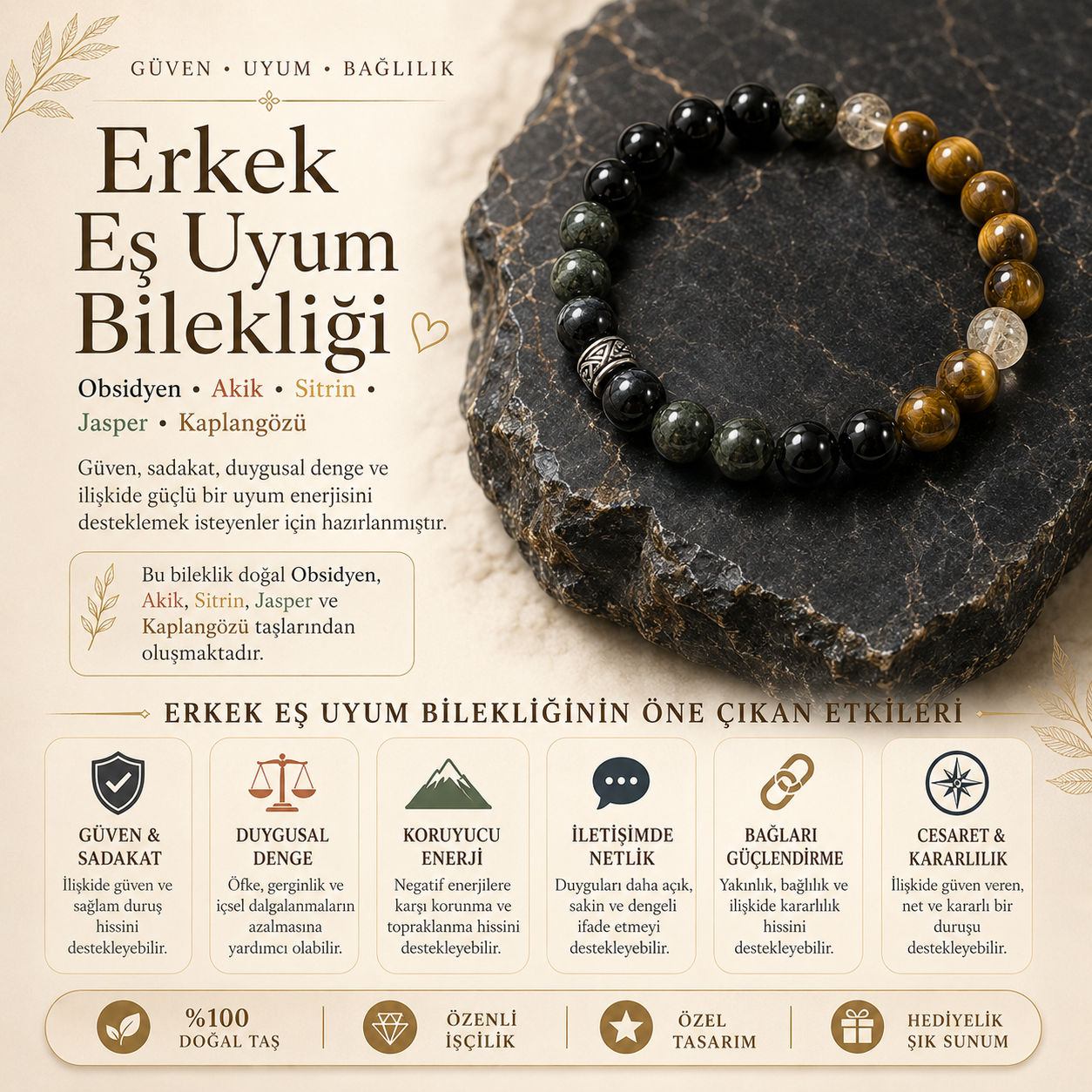 🖤 Erkek Eş Uyum Bilekliği 🖤