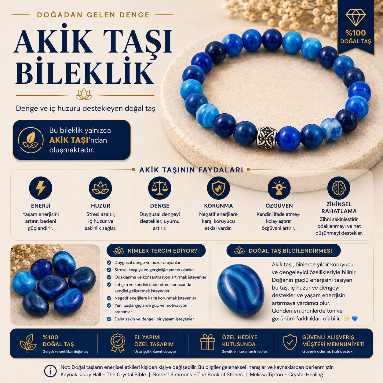 Akik Doğal Taş Bileklik
