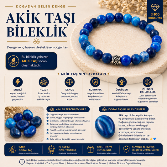 Akik Doğal Taş Bileklik