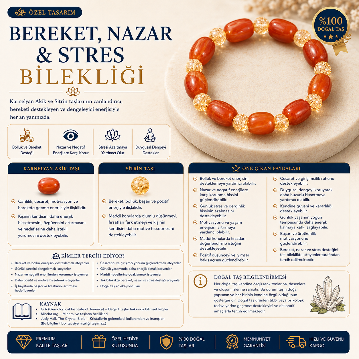 Özel Tasarım Bereket, Nazar & Stres Bilekliği