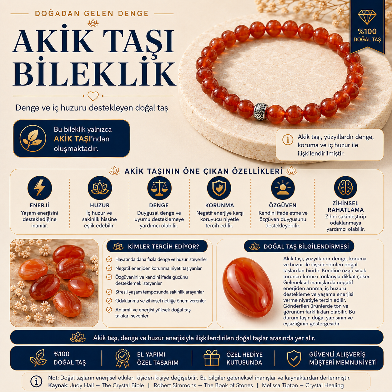 Akik Doğal Taş Bileklik