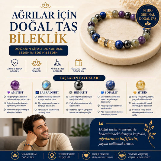 Ağrılar İçin Doğal Taş Bileklik