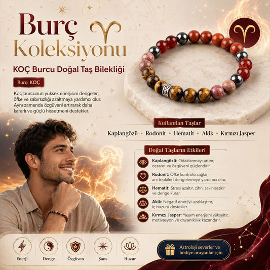 Koç Burcu Doğal Taş Bilekliği | Burç Koleksiyonu