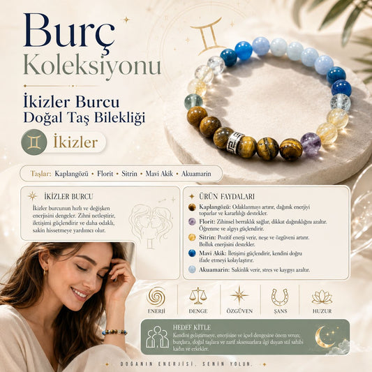İkizler Burcu Doğal Taş Bilekliği | Burç Koleksiyonu