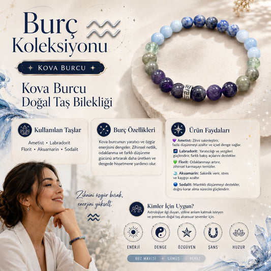Kova Burcu Doğal Taş Bilekliği  | Burç Koleksiyonu