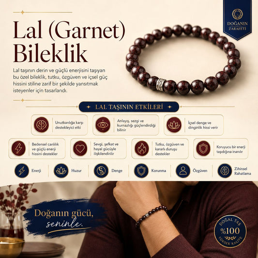 Lal (Garnet) Doğal Taş Bileklik