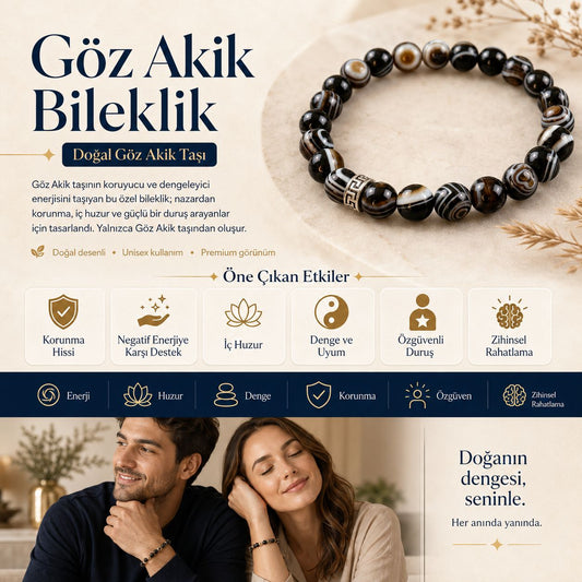Göz Akik Doğal Taş Bileklik