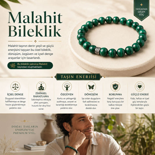 Malahit Doğal Taş Bileklik