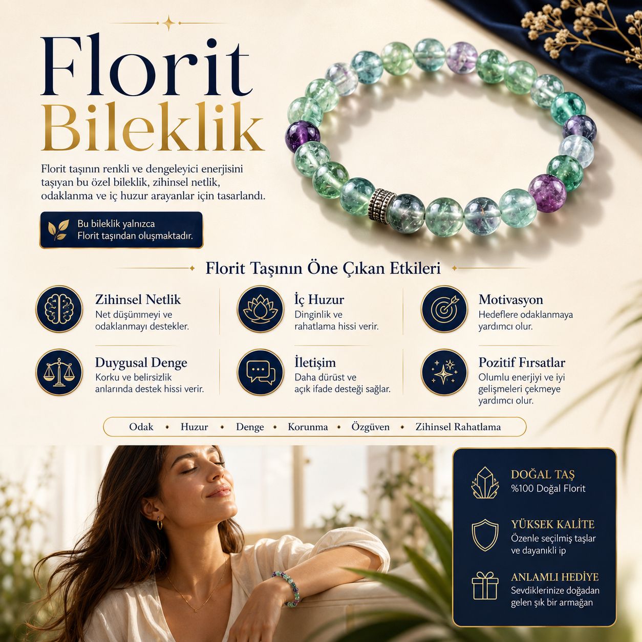 Florit Doğal Taş Bileklik