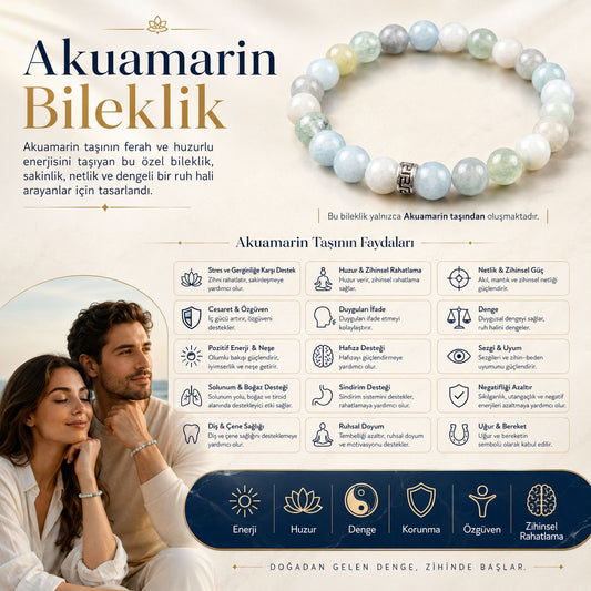 Akuamarin Doğal Taş Bileklik