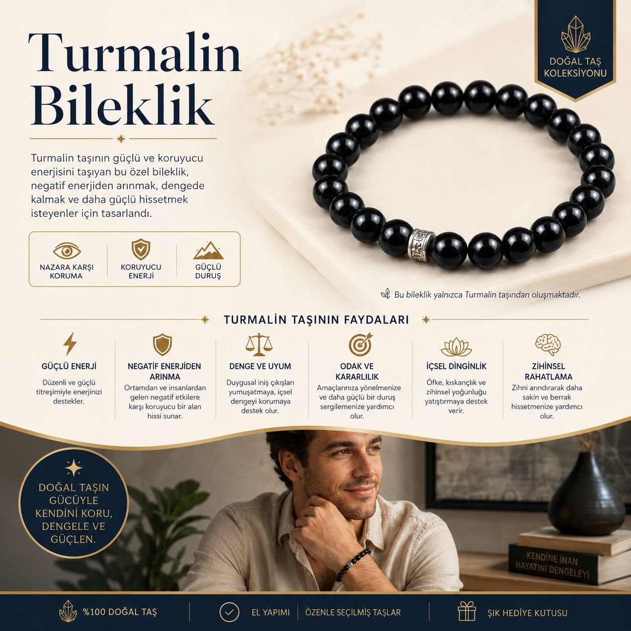Turmalin Doğal Taş Bileklik