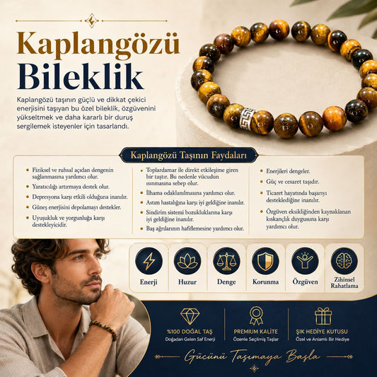 Kaplangözü Doğal Taş Bileklik (Kahverengi)
