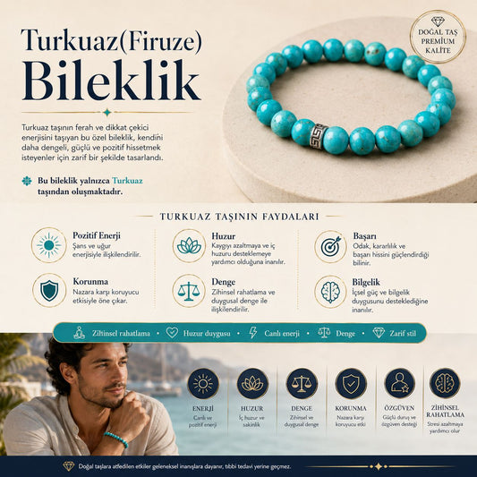 Turkuaz (Firuze) Doğal Taş Bileklik