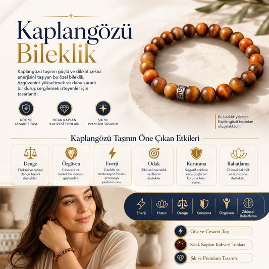 Kaplangözü Doğal Taş Bileklik (Kızıl)
