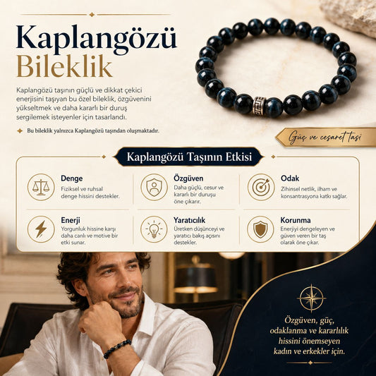 Kaplangözü Doğal Taş Bileklik (Siyah)