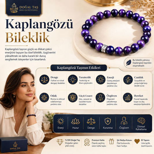 Kaplangözü Doğal Taş Bileklik (Mor)