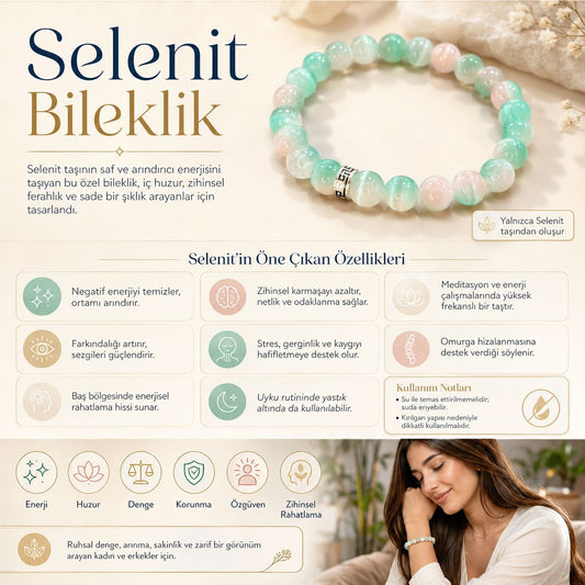 Selenit Doğal Taş Bileklik
