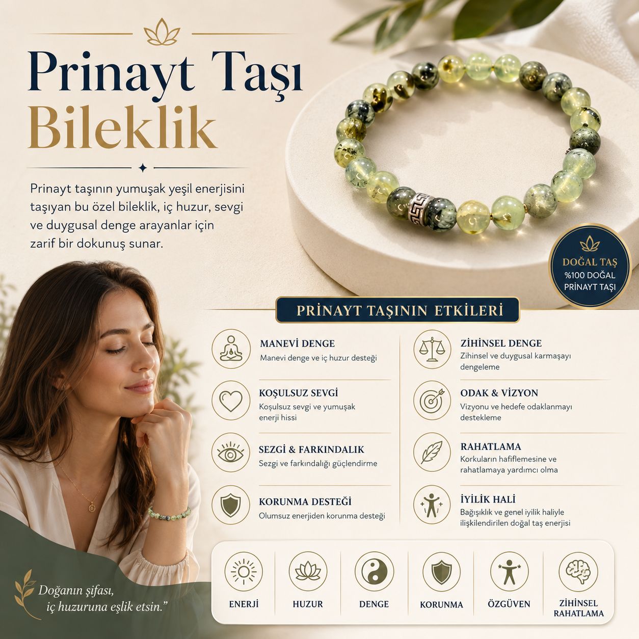 Prinayt Taşı Doğal Taş Bileklik