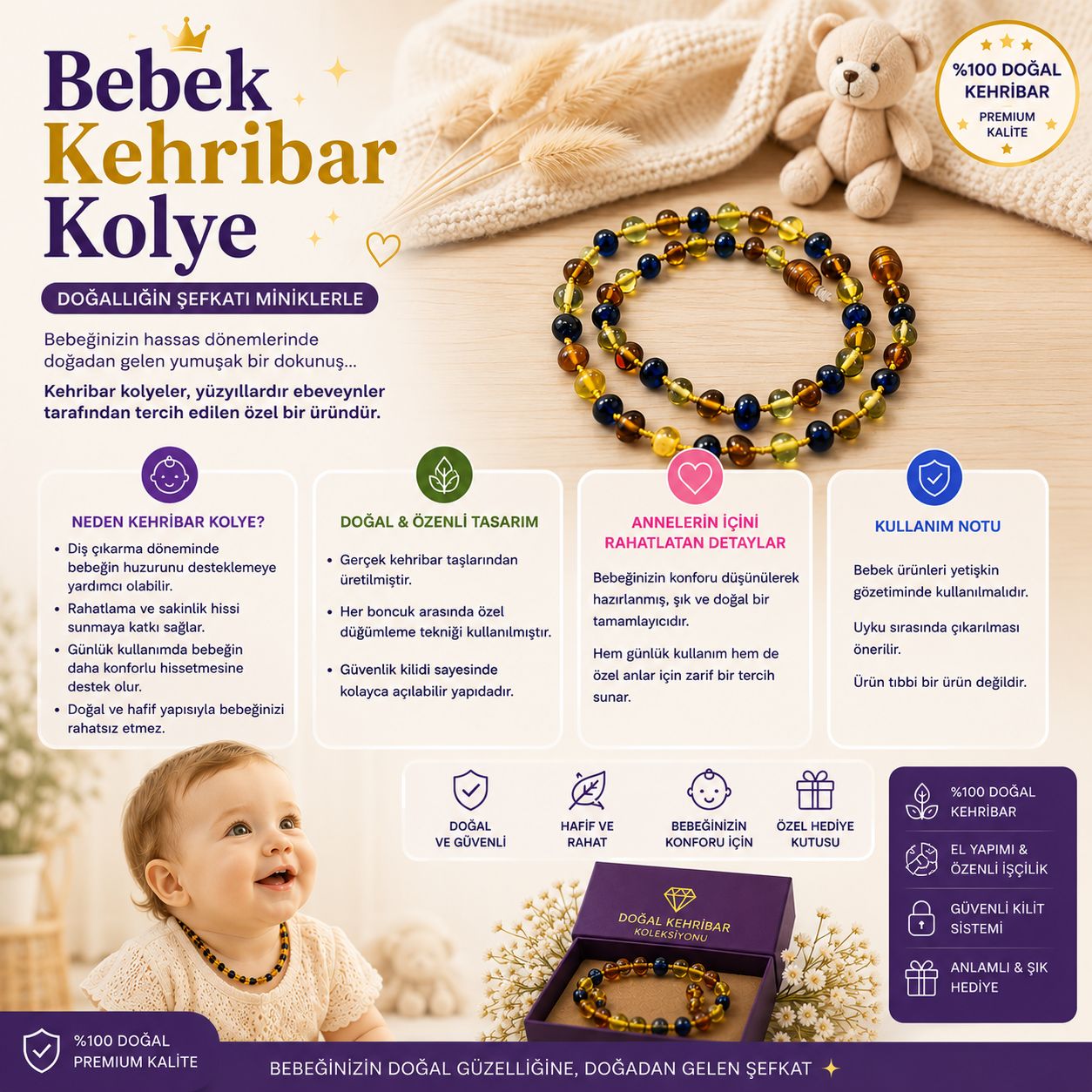 Bebek Kehribar Kolye