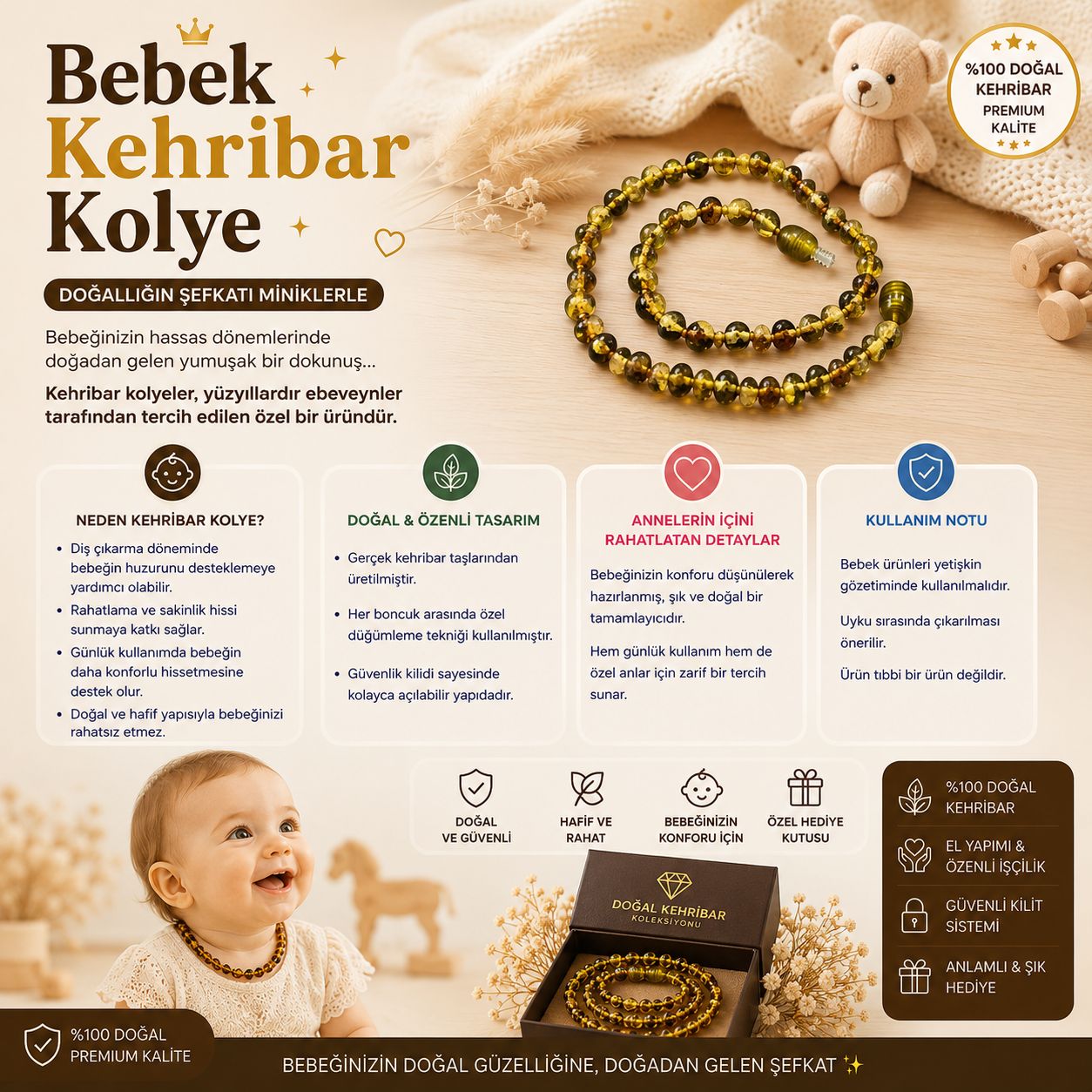 Bebek Kehribar Kolye