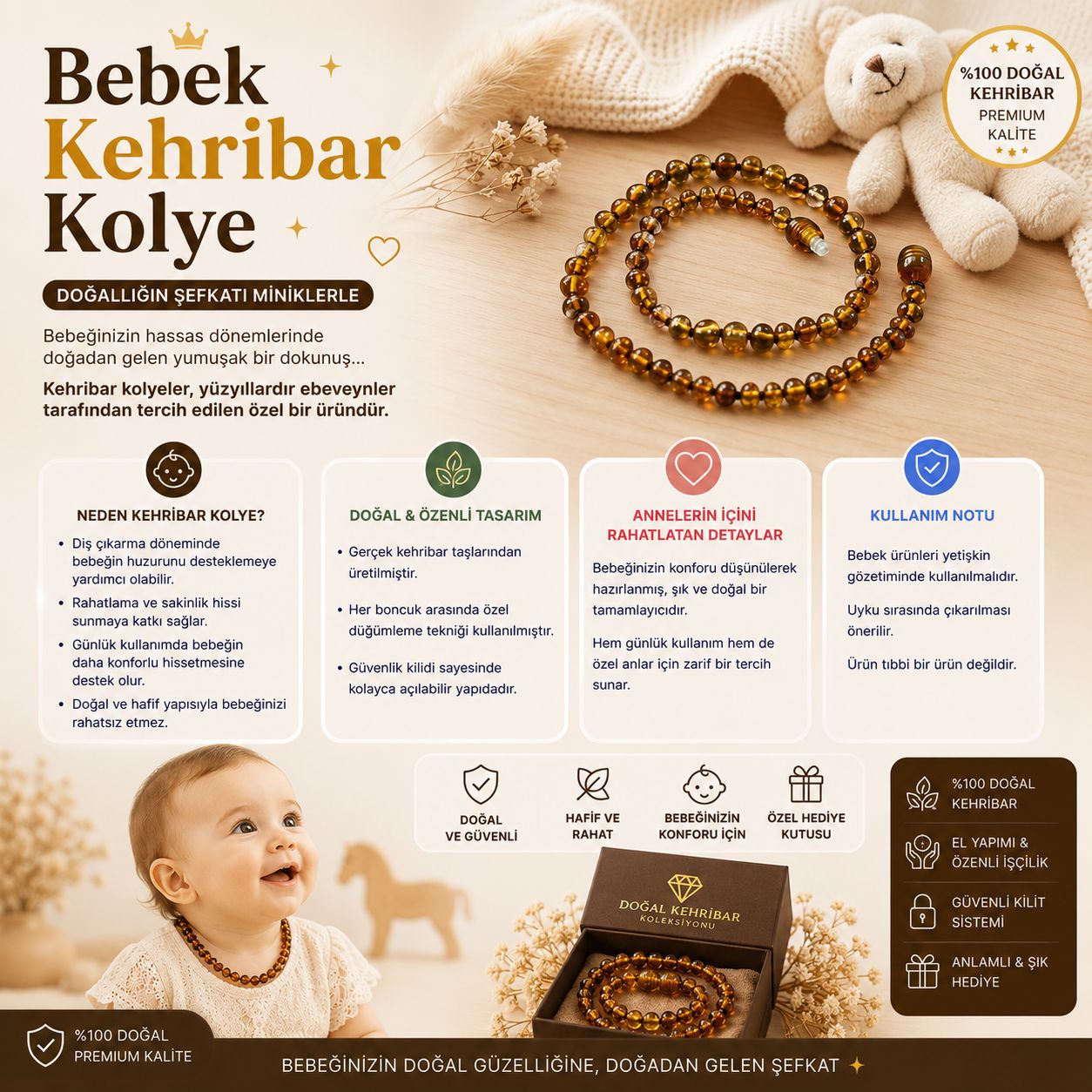 Bebek Kehribar Kolye